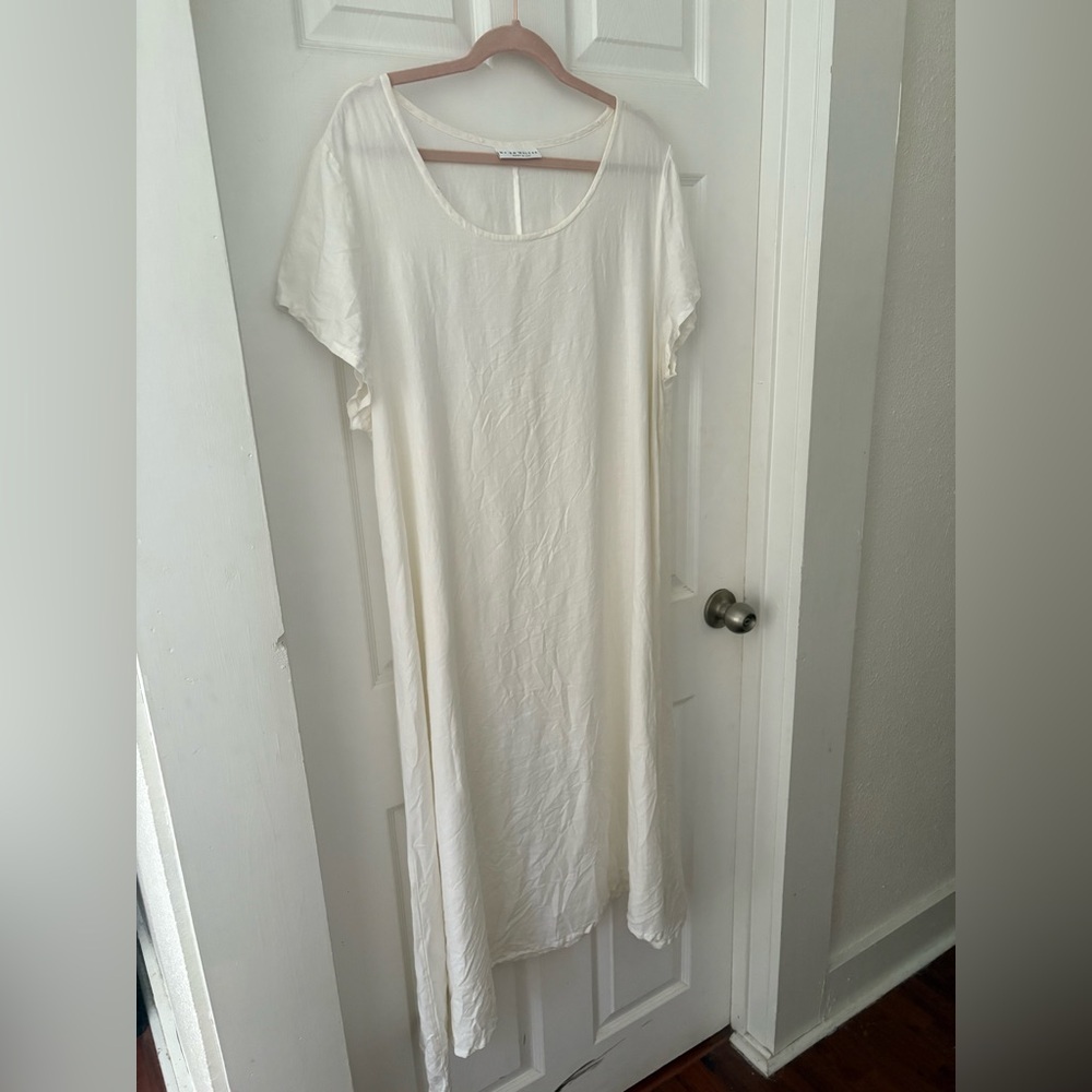 Bryn Walker Cream White Linen Midi Dress - Picture 2 of 10